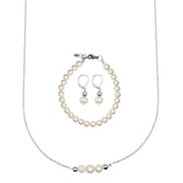 Set de Perlas de Río con Collar, Pulsera y Aretes Conjunto de Joyeria para Mujer